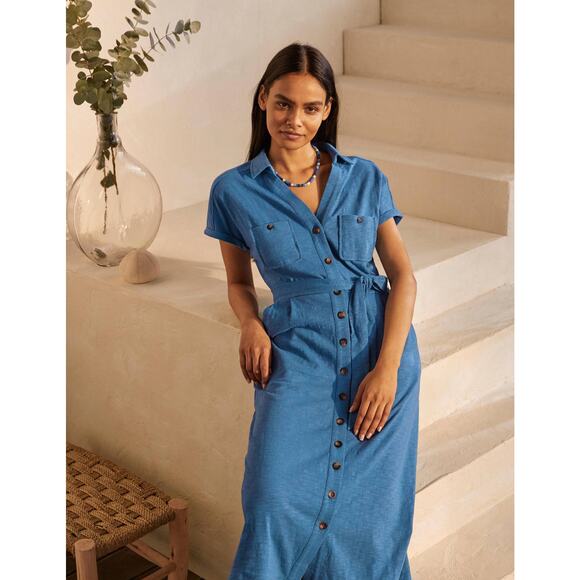 Boden Thomasina Jersey Midi Shirt Dress 6R 100% Cotton Collared Preppy Cottage - Picture 13 of 13